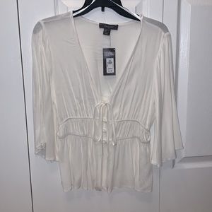 SOLD flutter-sleeve wrap shirt
